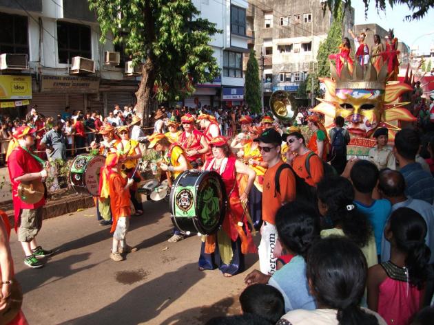 Goa street carnival with loud drumbeats and gorgeous colors